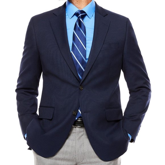 Stafford Other - Stafford Blue Box Weave Travel Sport Coat 48 REG